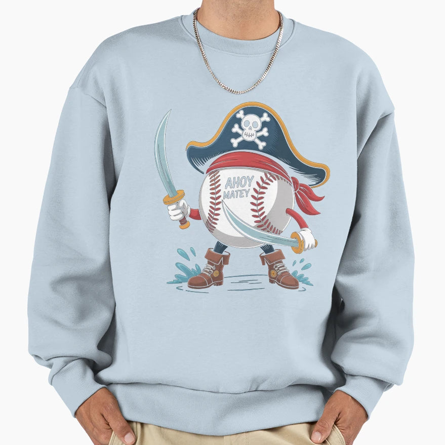 Baseball Pirate Ball Crossbones Skull Sweatshirt - Unique Graphic Unisex - T-Shirt, Sweatshirt, Hoodie