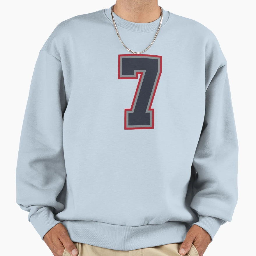 7 Navy Grey Red Sports Number Sweatshirt - Minimalist Print for Adults - T-Shirt, Sweatshirt, Hoodie