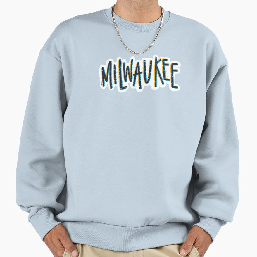 Milwaukee Glitch Effect Sweatshirt - Streetwear Style for Adults - T-Shirt, Sweatshirt, Hoodie