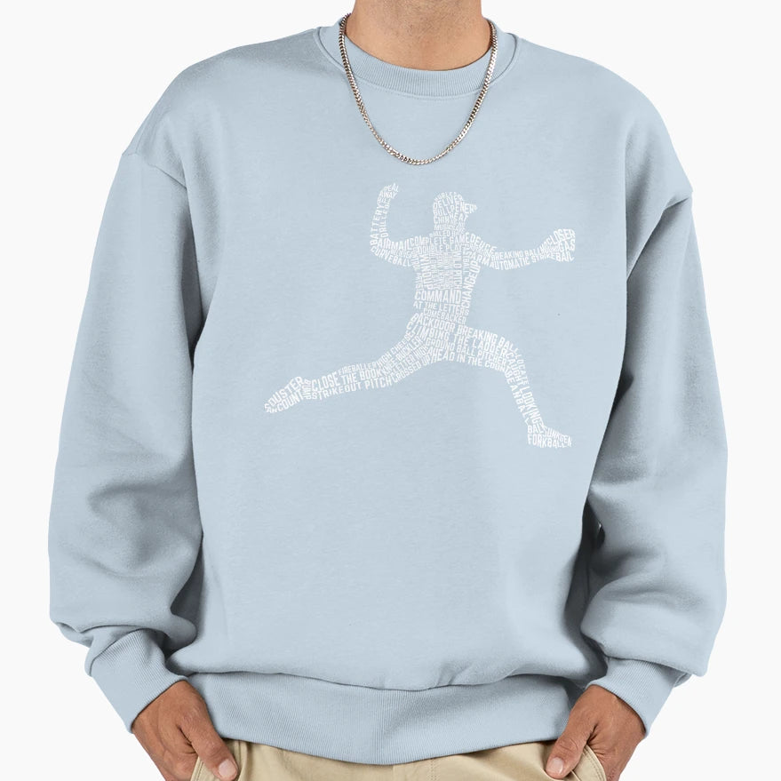 Baseball Pitcher Word Art Typography Sweatshirt - Unique Graphic for Adults - T-Shirt, Sweatshirt, Hoodie