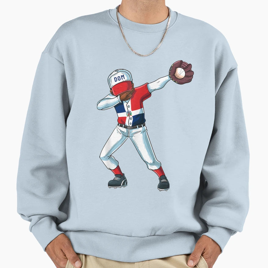 Baseball Dabbing Dominican Republic Sweatshirt - Unique Graphic Unisex - T-Shirt, Sweatshirt, Hoodie