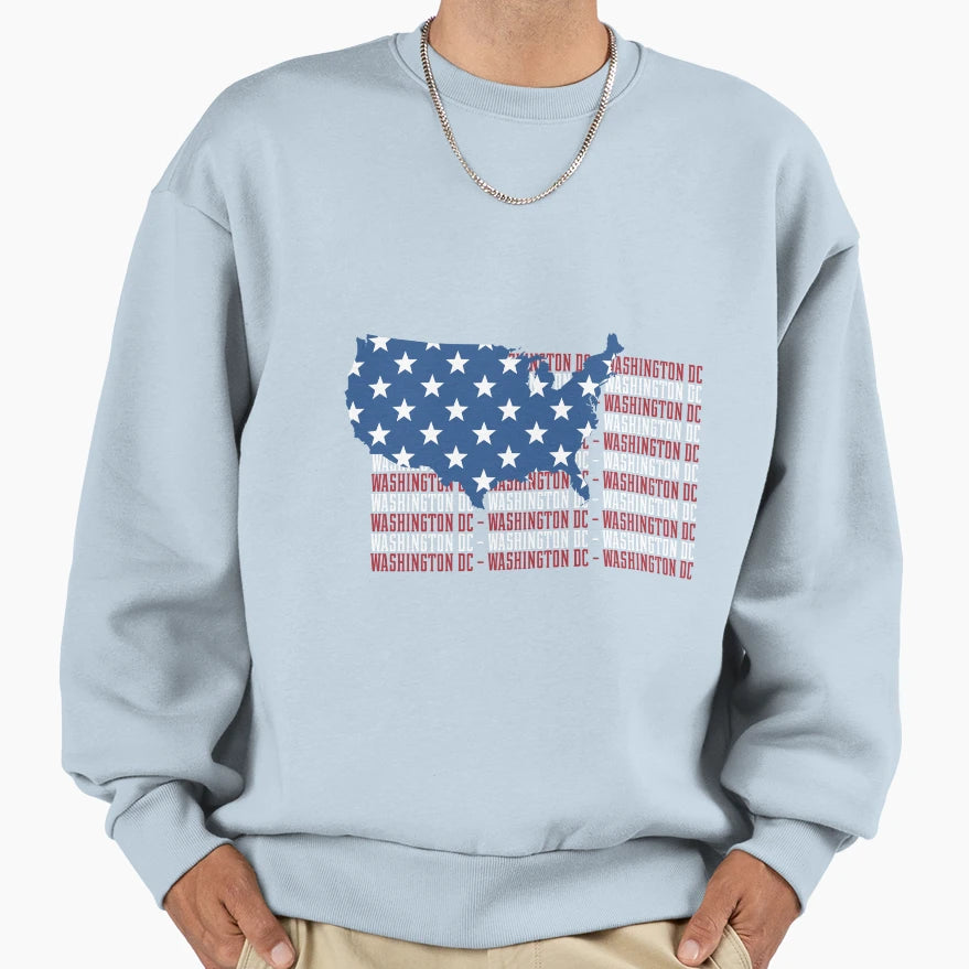 American Flag Washington Dc City Sweatshirt - Aesthetic Graphic Unisex - T-Shirt, Sweatshirt, Hoodie