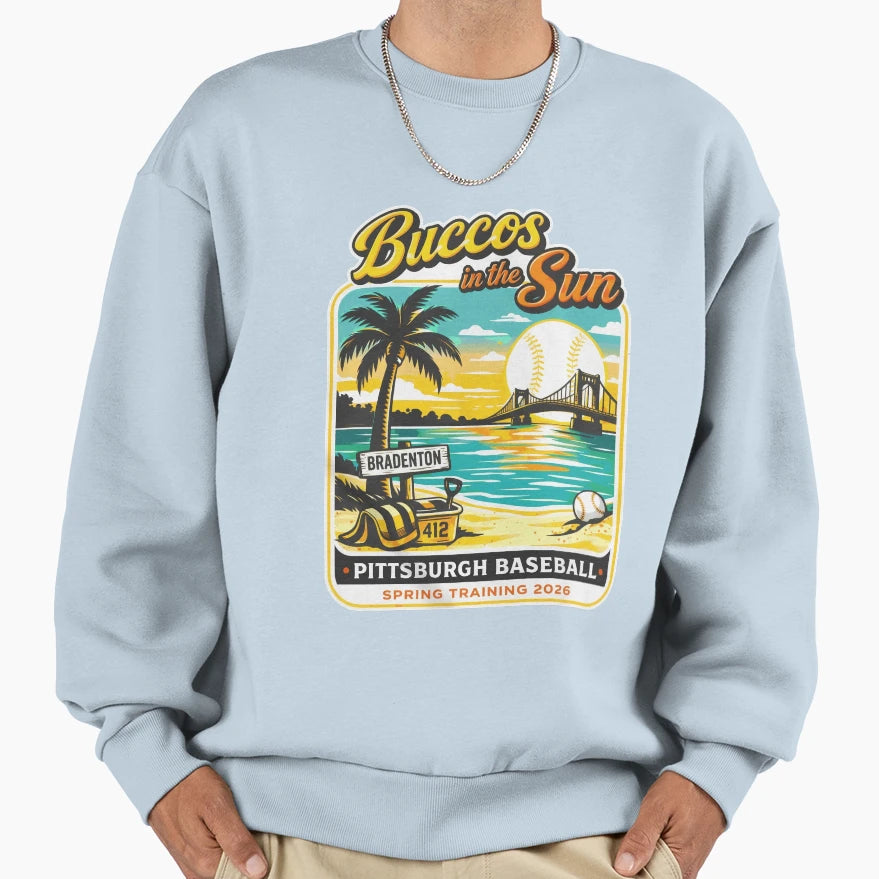 Buccos Sun Pittsburgh Baseball Sweatshirt - Novelty Apparel for Adults - T-Shirt, Sweatshirt, Hoodie