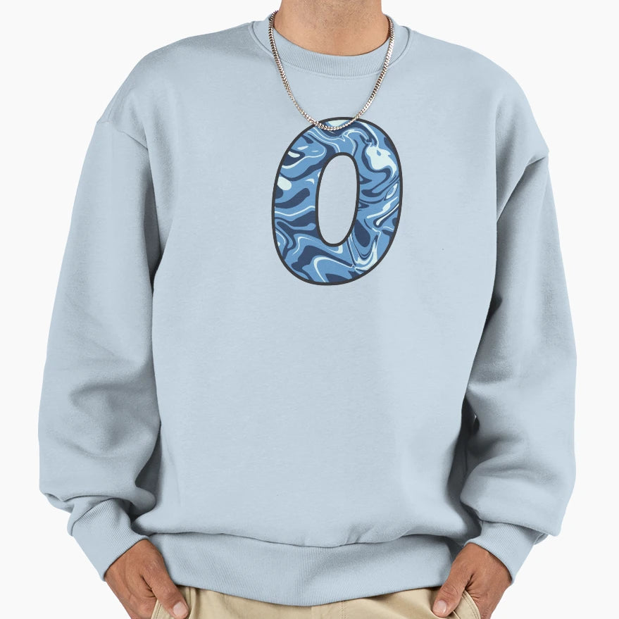 0 Zero Blue Marble Alphabet Letter Sweatshirt - Custom Art Print Unisex - T-Shirt, Sweatshirt, Hoodie
