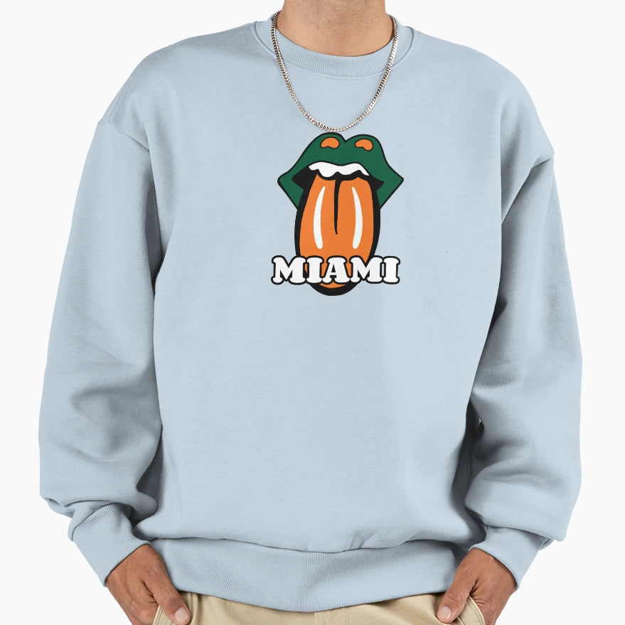 Miami Lips Tongue Sweatshirt - Aesthetic Graphic Men Women - T-Shirt, Sweatshirt, Hoodie