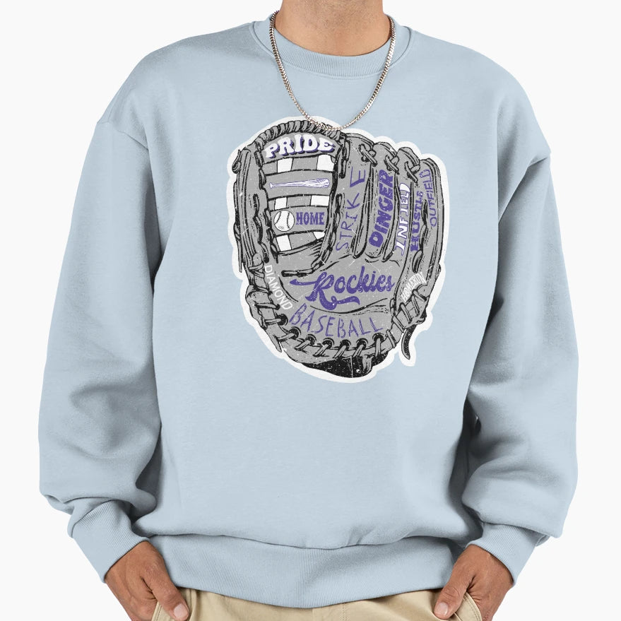 Rockies Baseball Glove Sweatshirt - Novelty Apparel for Adults - T-Shirt, Sweatshirt, Hoodie
