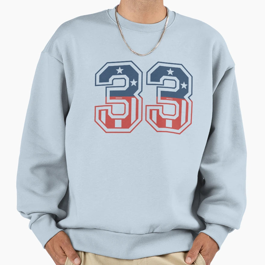 Number 33 Usa Sweatshirt - Trendy Graphic for Adults - T-Shirt, Sweatshirt, Hoodie