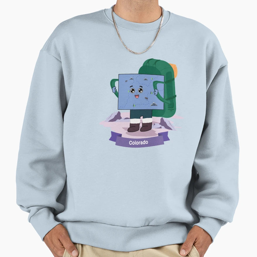 Colorado Map Character Kawaii Sweatshirt - Custom Art Print Men Women - T-Shirt, Sweatshirt, Hoodie