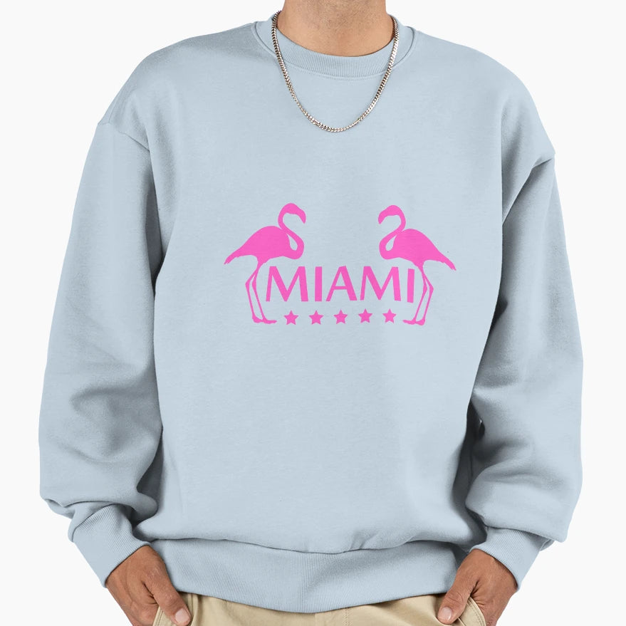 Miami Usa Flamingo Bird Sweatshirt - Casual Everyday Wear for Adults - T-Shirt, Sweatshirt, Hoodie