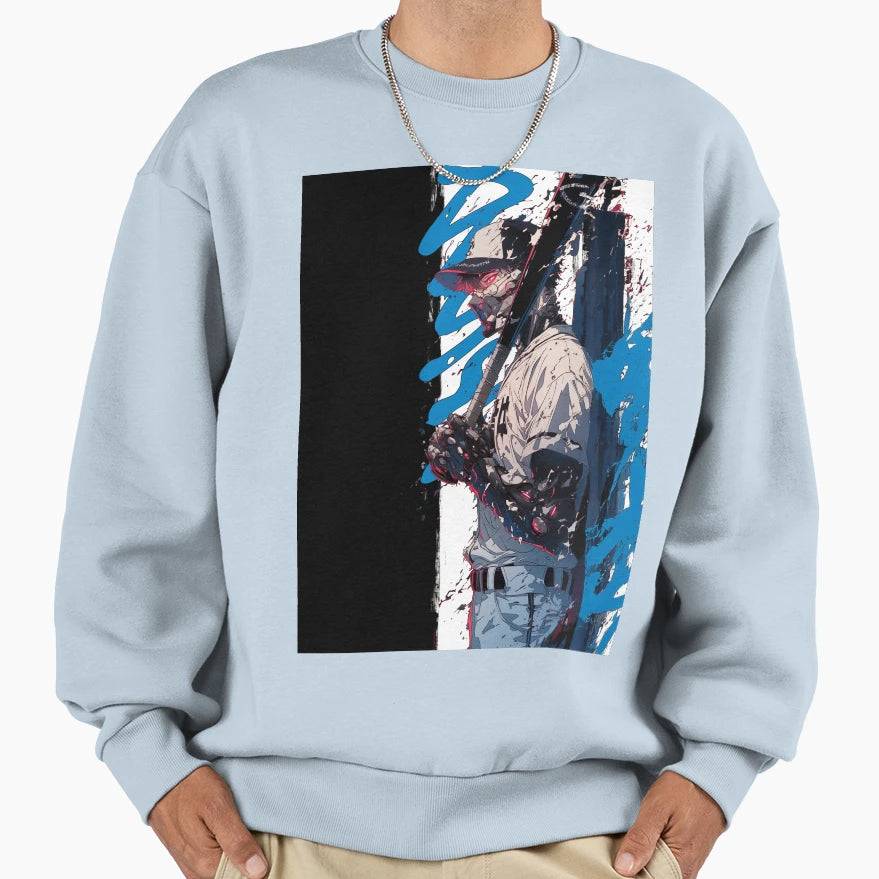 Baseball Anime Extreme Blue Sweatshirt - Trendy Graphic Men Women - T-Shirt, Sweatshirt, Hoodie