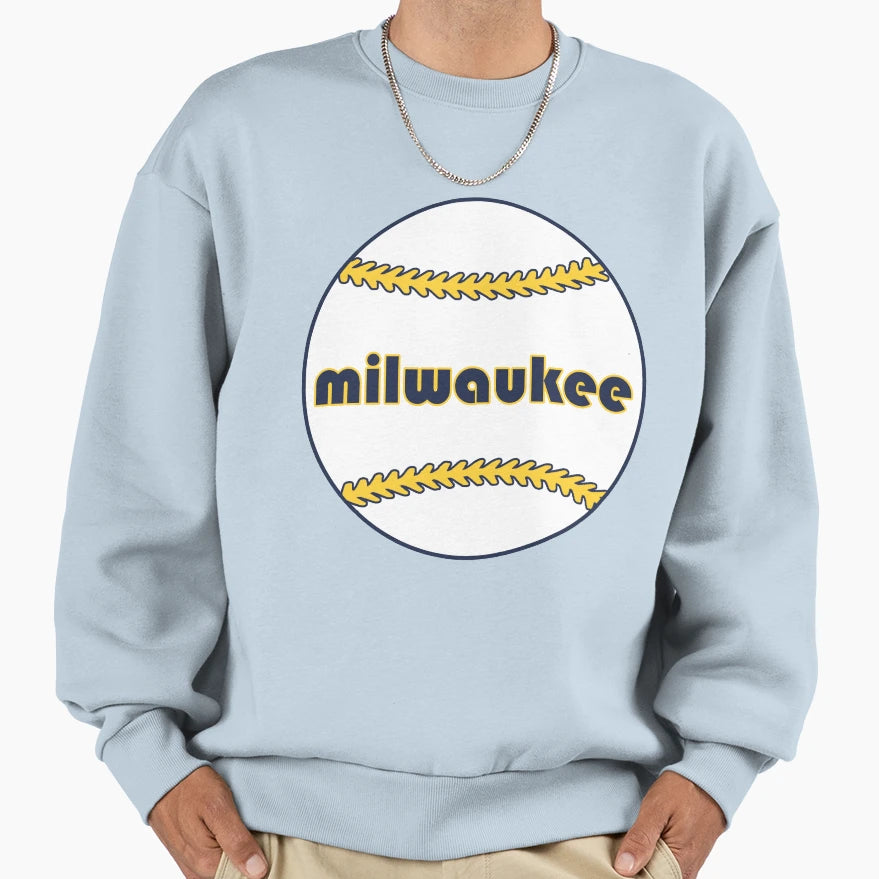 Milwaukee Throwback Baseball Sweatshirt - Novelty Apparel Unisex - T-Shirt, Sweatshirt, Hoodie