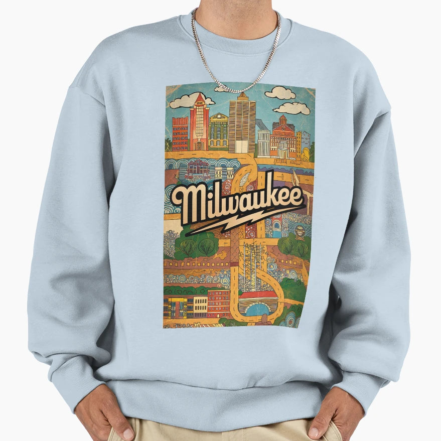Milwaukee City Whimsical Sweatshirt - Casual Everyday Wear for Adults - T-Shirt, Sweatshirt, Hoodie