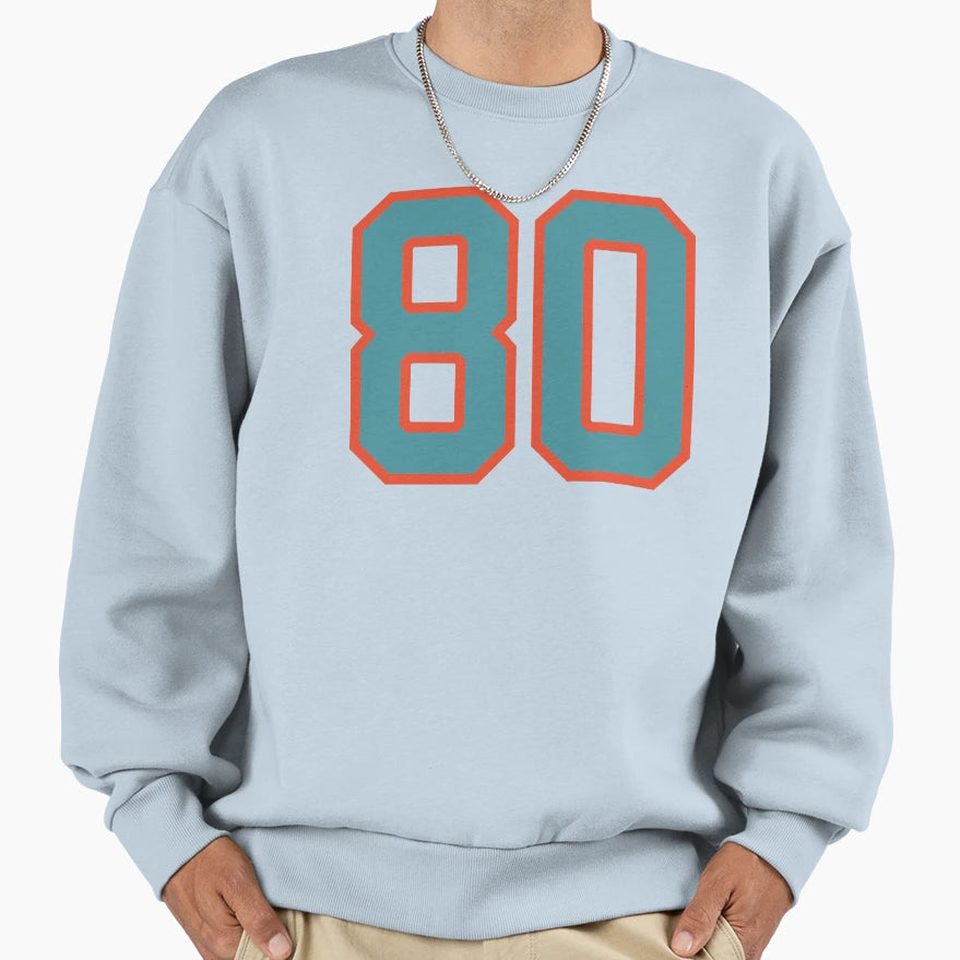 80 Number Aqua Orange Lucky Sports Sweatshirt - Minimalist Print Unisex - T-Shirt, Sweatshirt, Hoodie