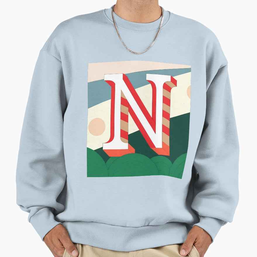 N Stylized Block Letters Sweatshirt - Fun Novelty Design for Adults - T-Shirt, Sweatshirt, Hoodie