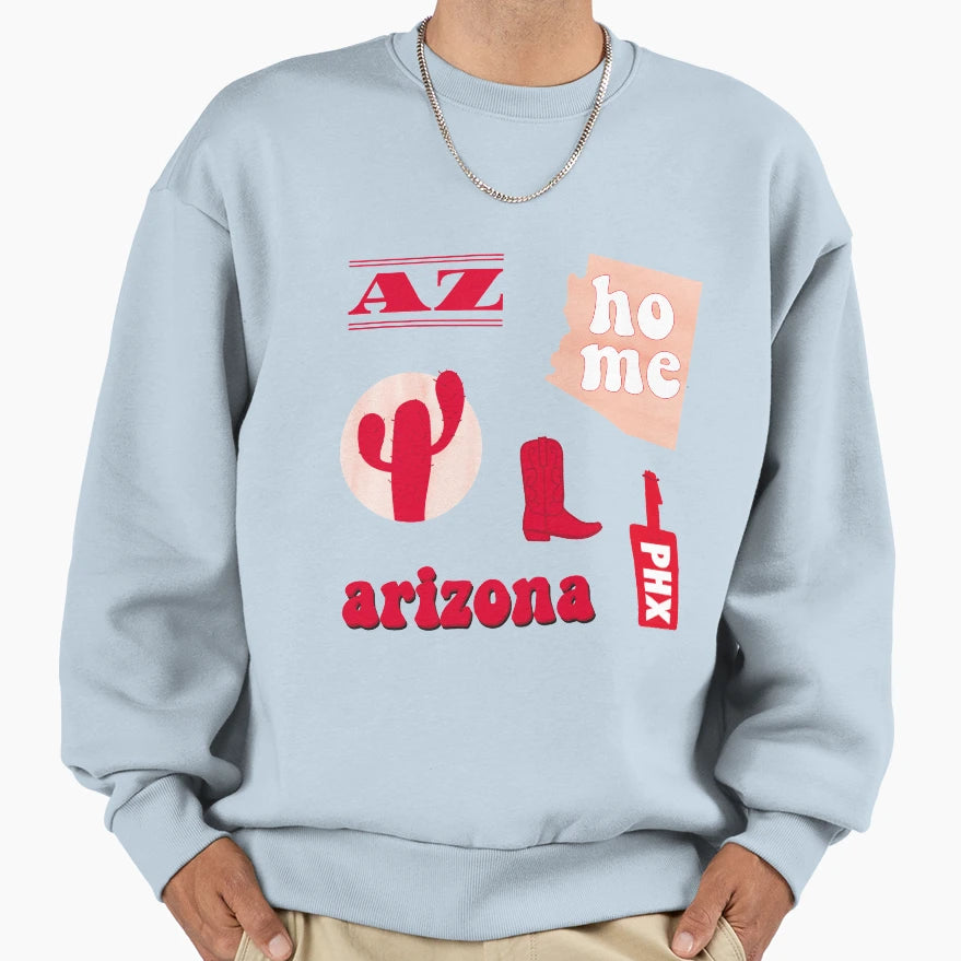 Red Watercolor Arizona Us State Pack Sweatshirt - Streetwear Style Unisex - T-Shirt, Sweatshirt, Hoodie