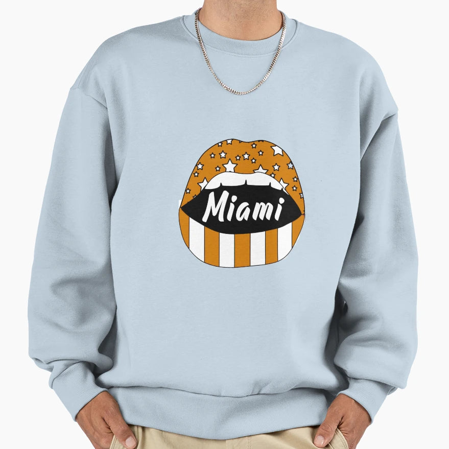Miami Lips Sweatshirt - Aesthetic Graphic for Adults - T-Shirt, Sweatshirt, Hoodie