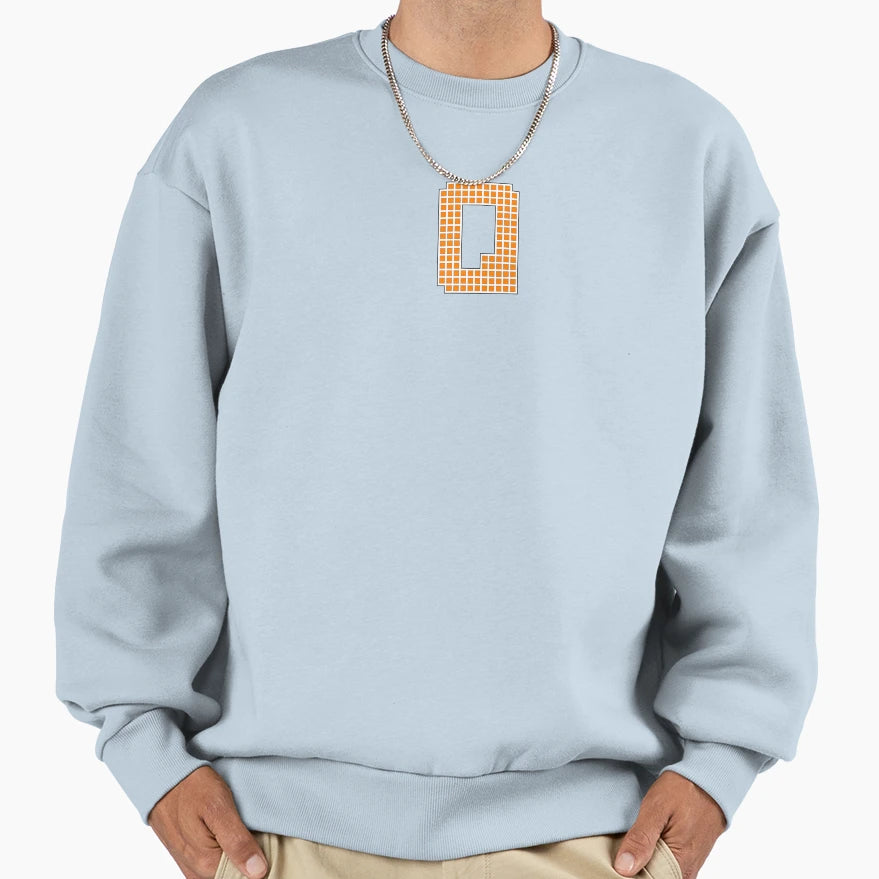 Uppercase Q Orange Pixel Block Sweatshirt - Minimalist Print for Adults - T-Shirt, Sweatshirt, Hoodie