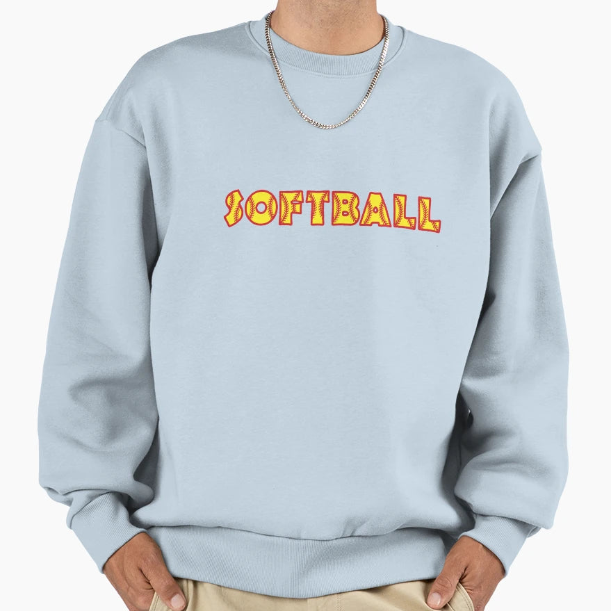 Softball Red Stitches Sweatshirt - Aesthetic Graphic for Adults - T-Shirt, Sweatshirt, Hoodie