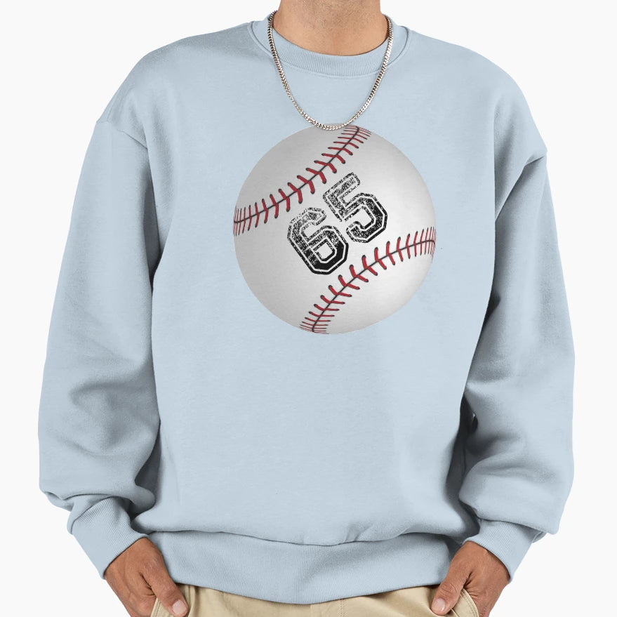 Baseball Ball Number 65 Sixty Five Sweatshirt - Streetwear Style Men Women - T-Shirt, Sweatshirt, Hoodie