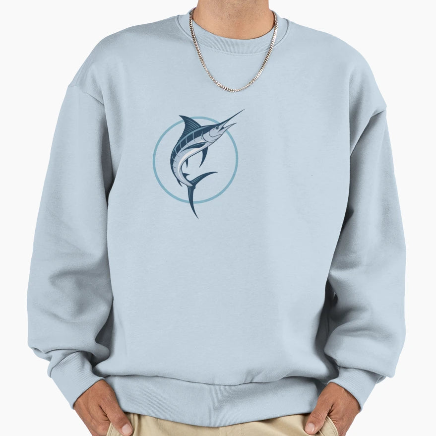 Minimalist Blue Marlin Elegant Sweatshirt - Minimalist Print Unisex - T-Shirt, Sweatshirt, Hoodie