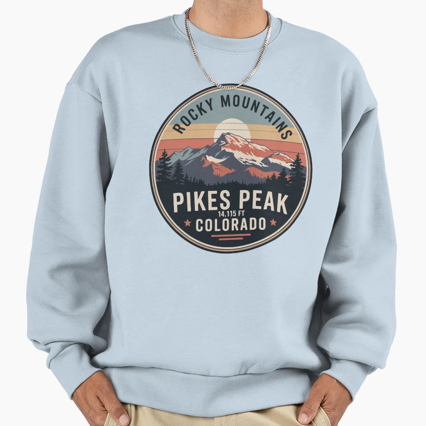 Pikes Peak Colorado Mountain Sweatshirt - Aesthetic Graphic Men Women - T-Shirt, Sweatshirt, Hoodie