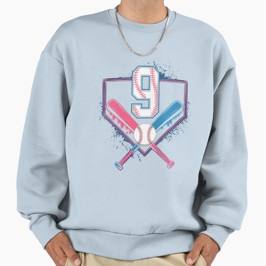 9Th Birthday Baseball Home Plate Sweatshirt - Streetwear Style for Adults - T-Shirt, Sweatshirt, Hoodie