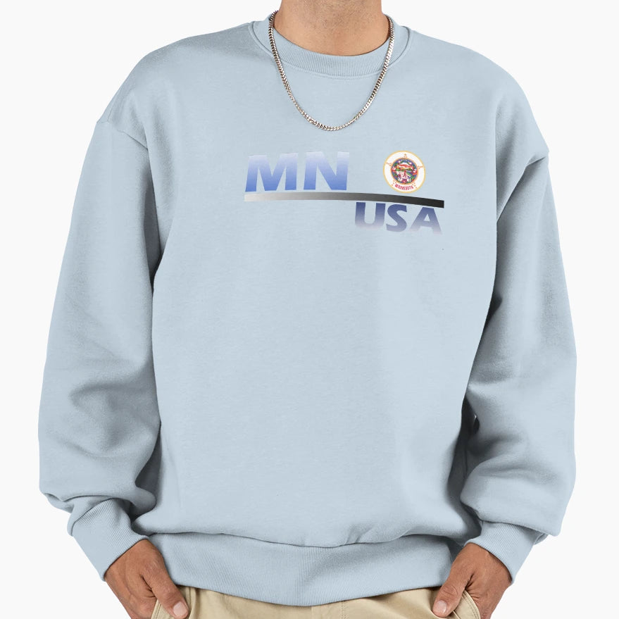 Mn Usa Written Textile Sweatshirt - Fun Novelty Design Men Women - T-Shirt, Sweatshirt, Hoodie