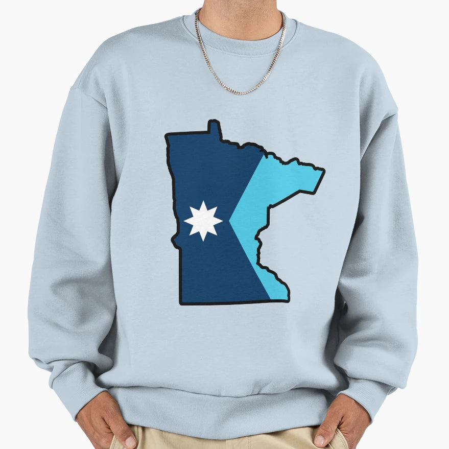 New State Flag Map Minnesota New Sweatshirt - Casual Everyday Wear Unisex - T-Shirt, Sweatshirt, Hoodie