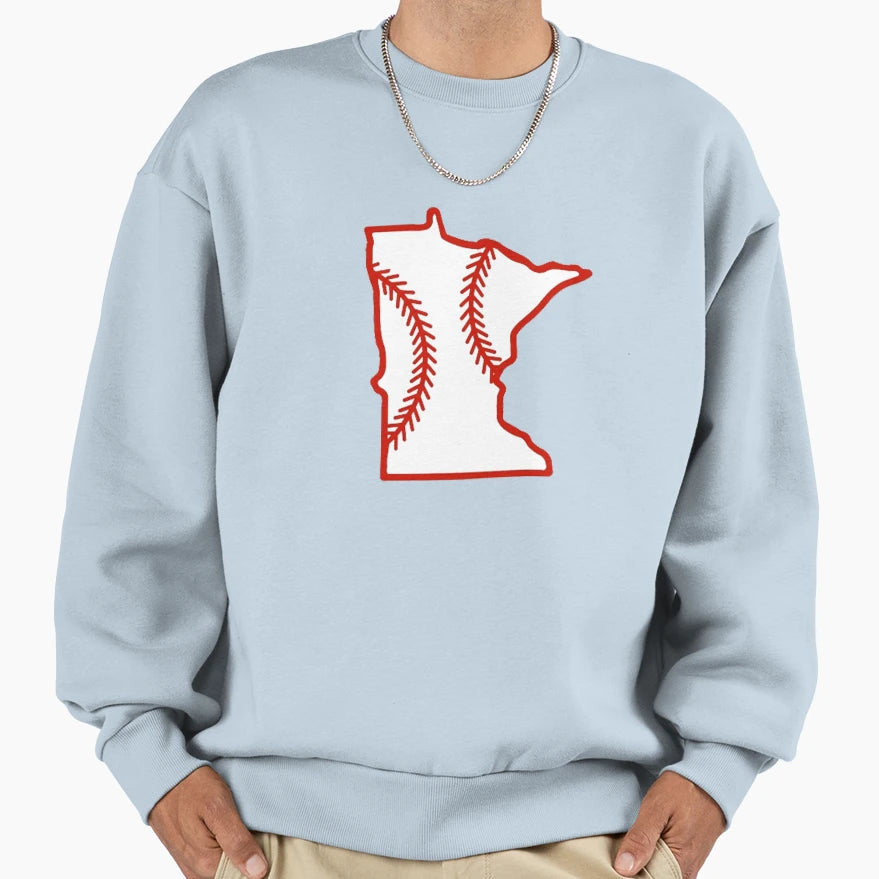 Minnesota State Outline Baseball Sweatshirt - Trendy Graphic for Adults - T-Shirt, Sweatshirt, Hoodie
