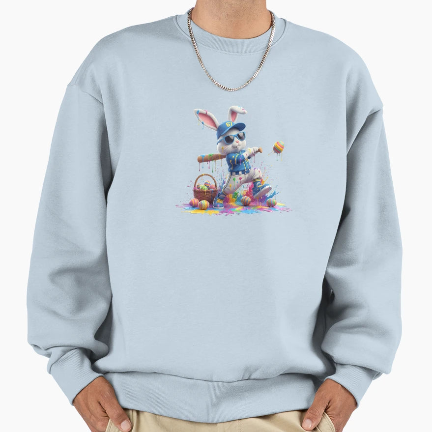 Rabbit Bunny Baseball Easter Sweatshirt - Novelty Apparel Men Women - T-Shirt, Sweatshirt, Hoodie