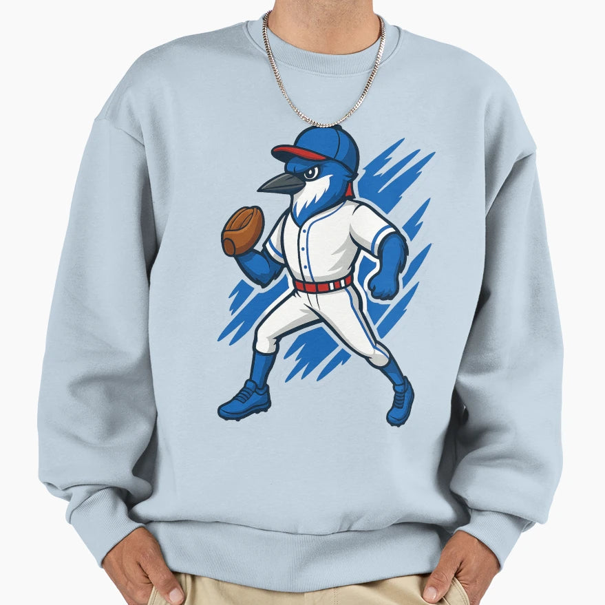 Blue Jay Baseball Mascot Sweatshirt - Minimalist Print Unisex - T-Shirt, Sweatshirt, Hoodie