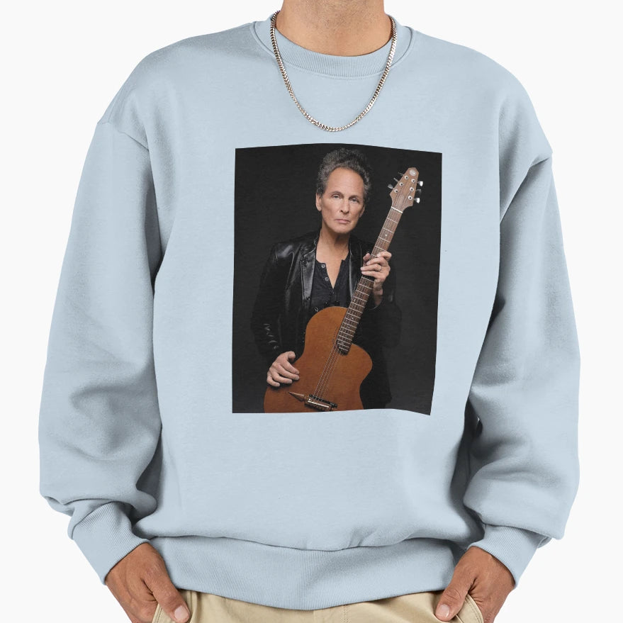 Buckingham Playing His Guitar Sweatshirt - Graphic Print for Adults - T-Shirt, Sweatshirt, Hoodie