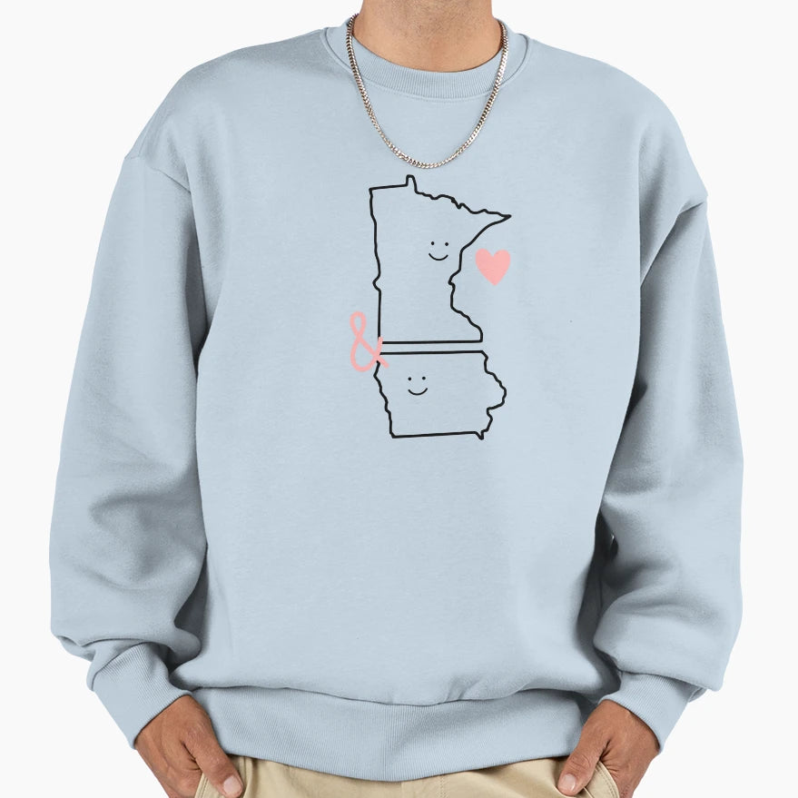 Minnesota Iowa Love Sweatshirt - Streetwear Style for Adults - T-Shirt, Sweatshirt, Hoodie
