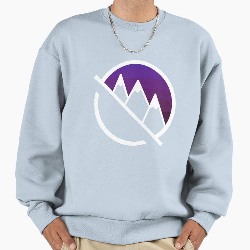 Purple Gradient Mountain Logo Sweatshirt - Trendy Graphic for Adults - T-Shirt, Sweatshirt, Hoodie