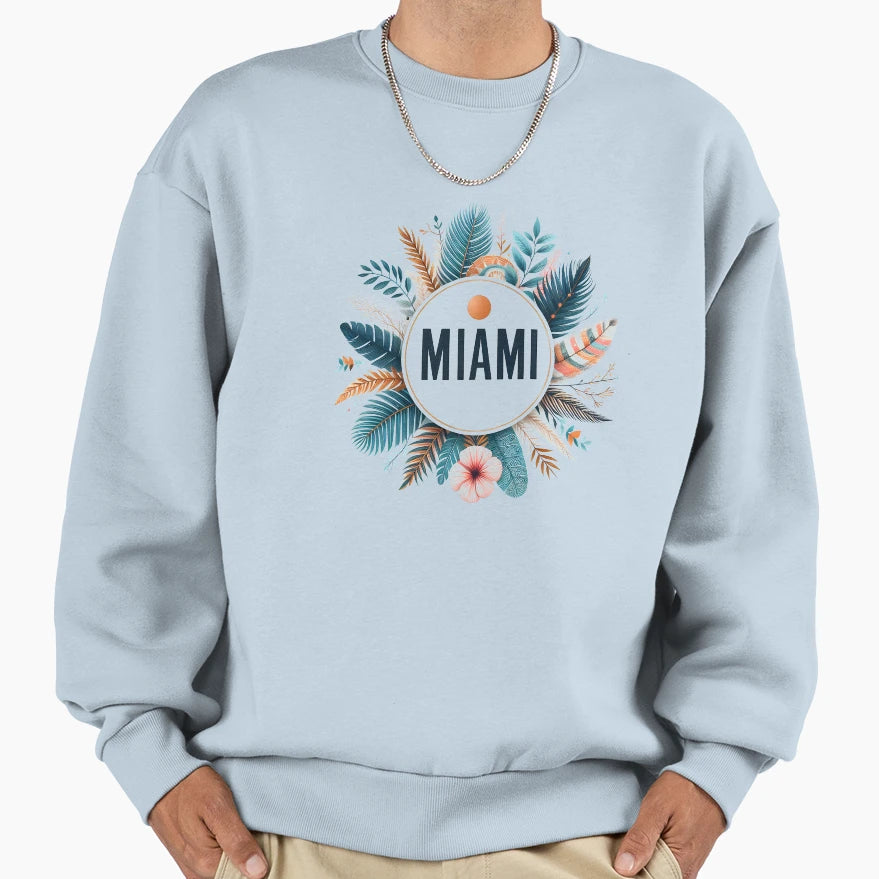 Miami Florida Boho Vibes Beach Art Sweatshirt - Graphic Print Men Women - T-Shirt, Sweatshirt, Hoodie