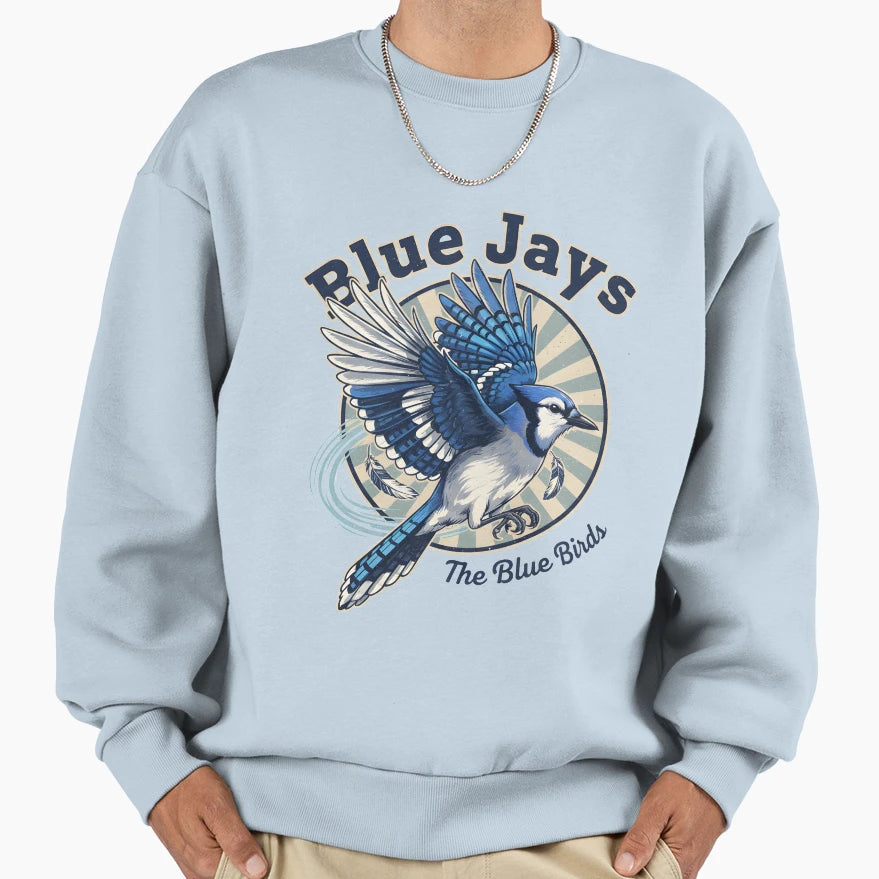 Mid Century Blue Jay Bird Sweatshirt - Unique Graphic Men Women - T-Shirt, Sweatshirt, Hoodie