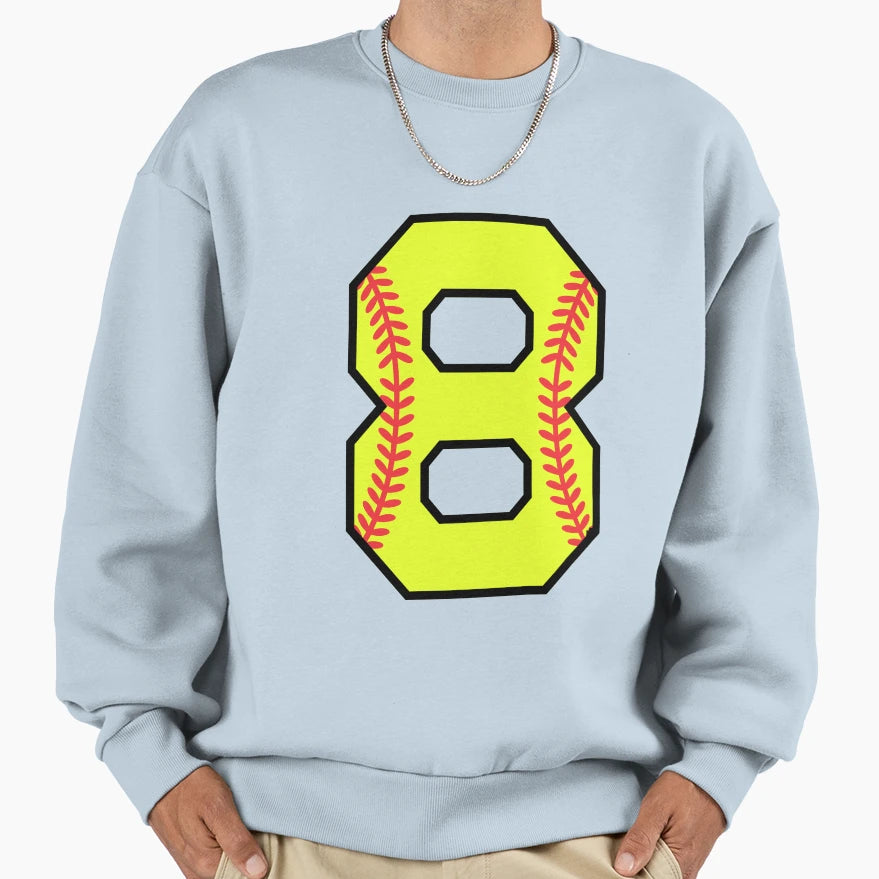 Softball Number 8 Sweatshirt - Aesthetic Graphic Unisex - T-Shirt, Sweatshirt, Hoodie
