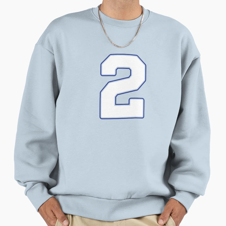 Jersey Number 2 Player Number Two White T-Shirt - Graphic Print for Adults - T-Shirt, Sweatshirt, Hoodie