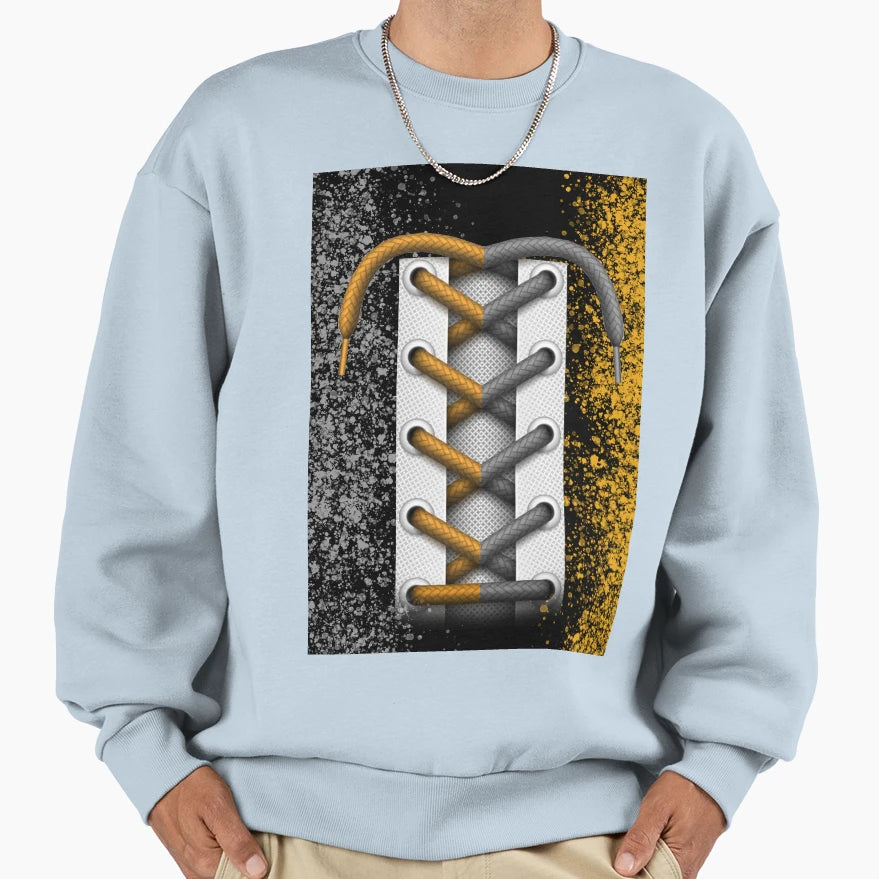 Laced Splatter Yellow Grey Sweatshirt - Aesthetic Graphic Men Women - T-Shirt, Sweatshirt, Hoodie