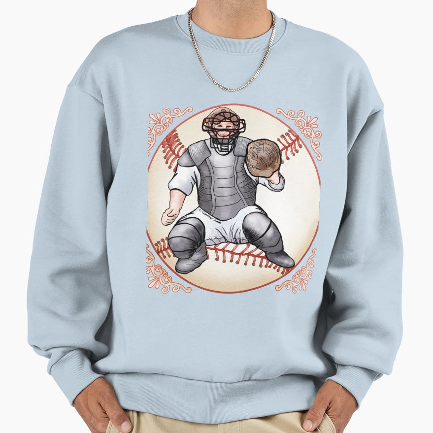 Baseball Catcher Sweatshirt - Graphic Print Unisex - T-Shirt, Sweatshirt, Hoodie
