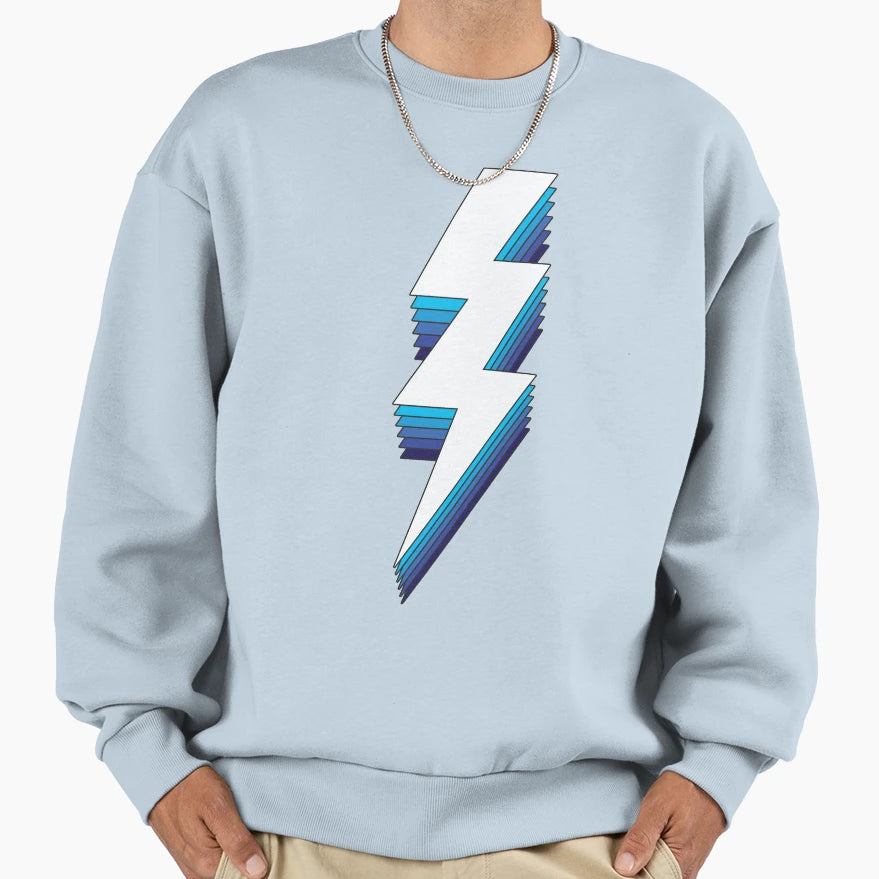 Lightning Bolt White And Blue Sweatshirt - Aesthetic Graphic Unisex - T-Shirt, Sweatshirt, Hoodie