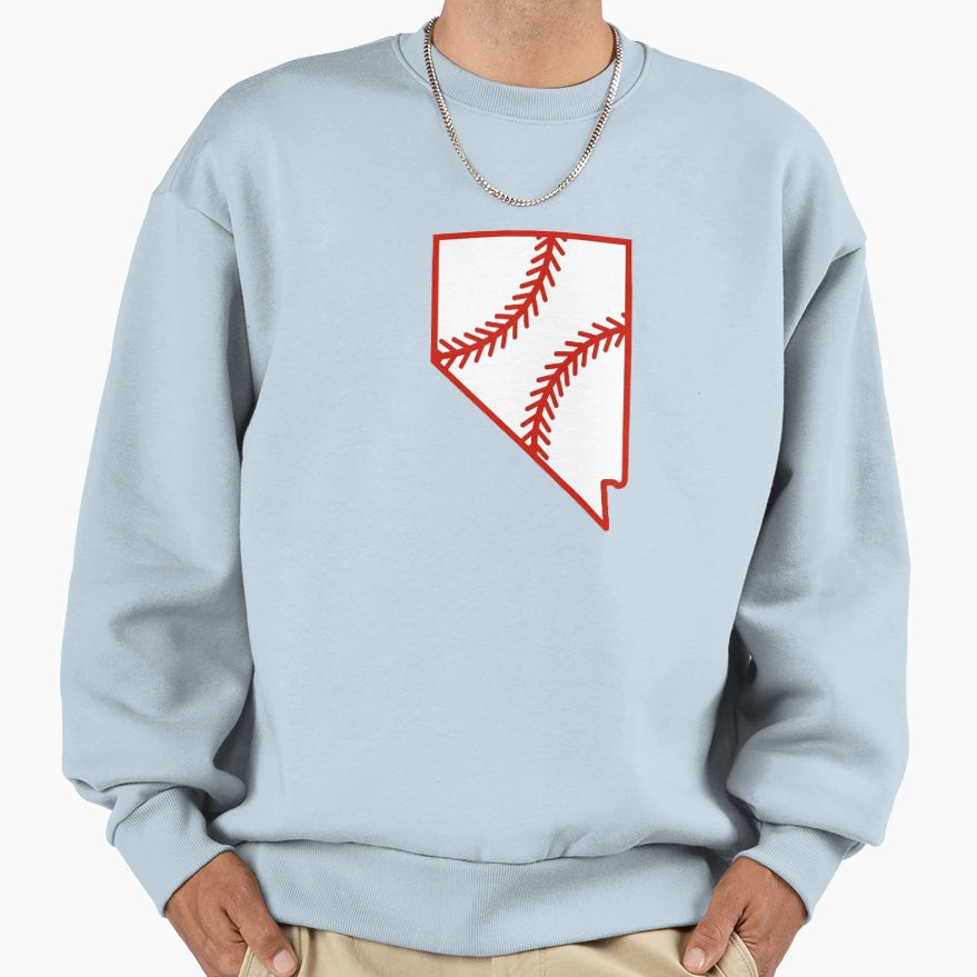 Nevada State Outline Baseball Stitch Sweatshirt - Graphic Print Men Women - T-Shirt, Sweatshirt, Hoodie