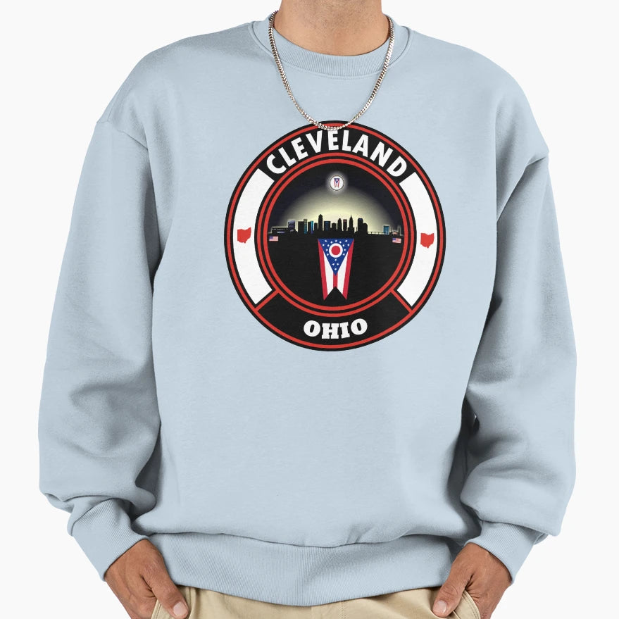 Cleveland Ohio Skyline Flag Sweatshirt - Graphic Print Unisex - T-Shirt, Sweatshirt, Hoodie