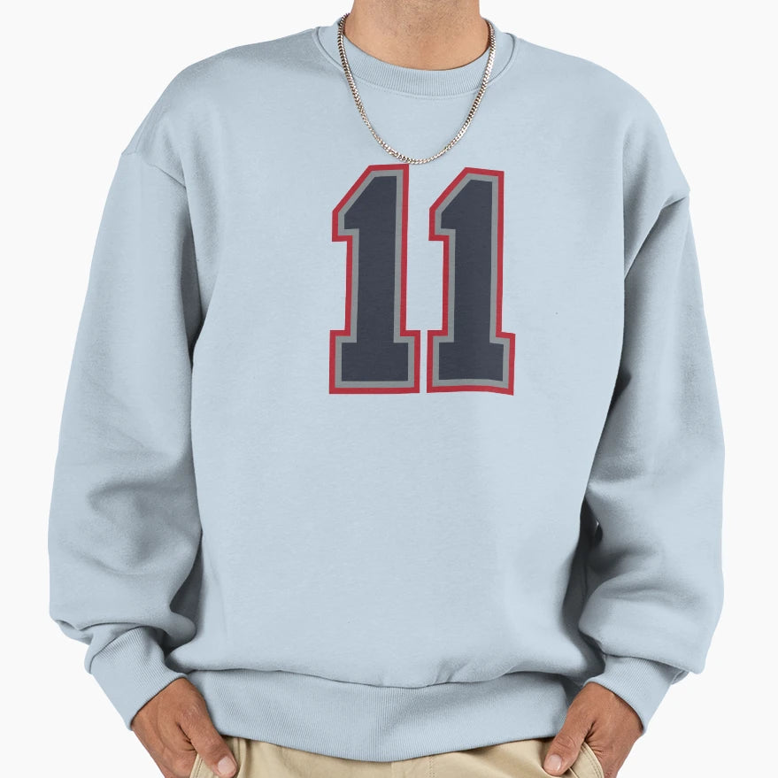11 Navy Grey Red Sports Number Eleven Sweatshirt - Unique Graphic Unisex - T-Shirt, Sweatshirt, Hoodie