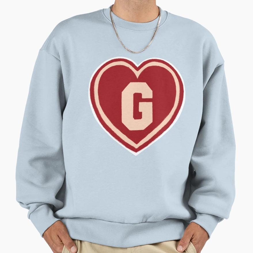 Coquette Heart Initial G Sweatshirt - Aesthetic Graphic for Adults - T-Shirt, Sweatshirt, Hoodie