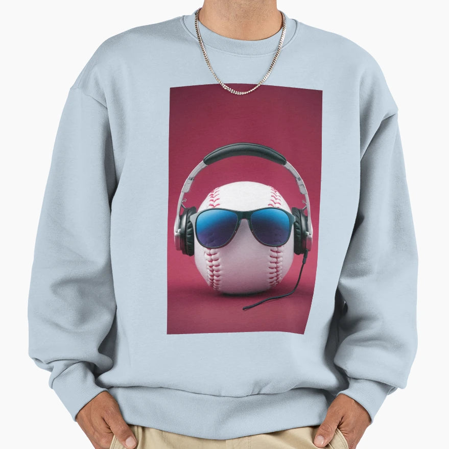Baseball Headphones Sweatshirt - Minimalist Print Unisex - T-Shirt, Sweatshirt, Hoodie