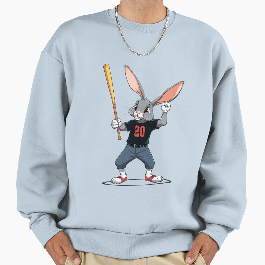 Baseball Player Easter Bunny Sweatshirt - Fun Novelty Design for Adults - T-Shirt, Sweatshirt, Hoodie