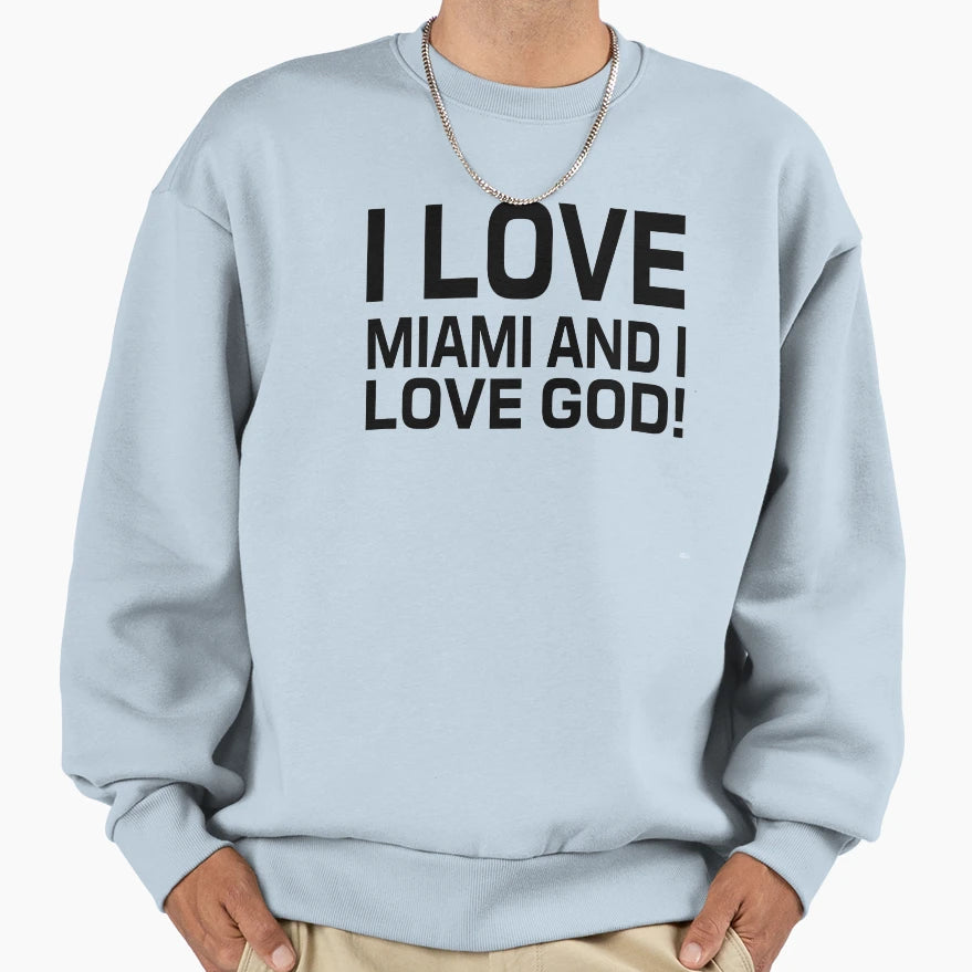 I Love Miami And I Love God Mugs T-Shirt - Fun Novelty Design for Adults - T-Shirt, Sweatshirt, Hoodie