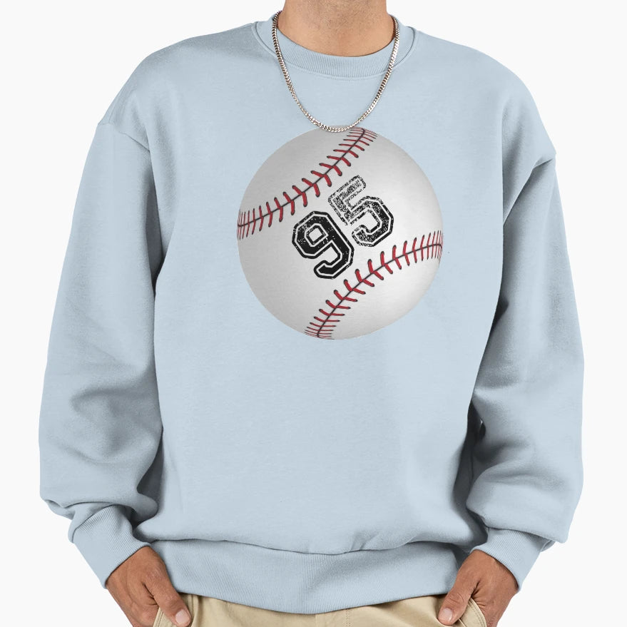 Baseball Ball Number 95 Ninety Sweatshirt - Fun Novelty Design for Adults - T-Shirt, Sweatshirt, Hoodie