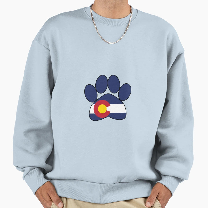 Colorado Flag Paw Sweatshirt - Unique Graphic for Adults - T-Shirt, Sweatshirt, Hoodie